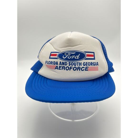 Vintage Ford Aeroforce Florida Georgia Car Mechanic Mesh Trucker Snapback Hat - Picture 1 of 6